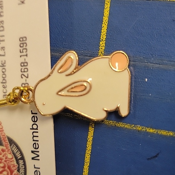 Bunny Enamel Tone 1/3" Earrings Easter Spring Rabbit - Picture 2 of 2